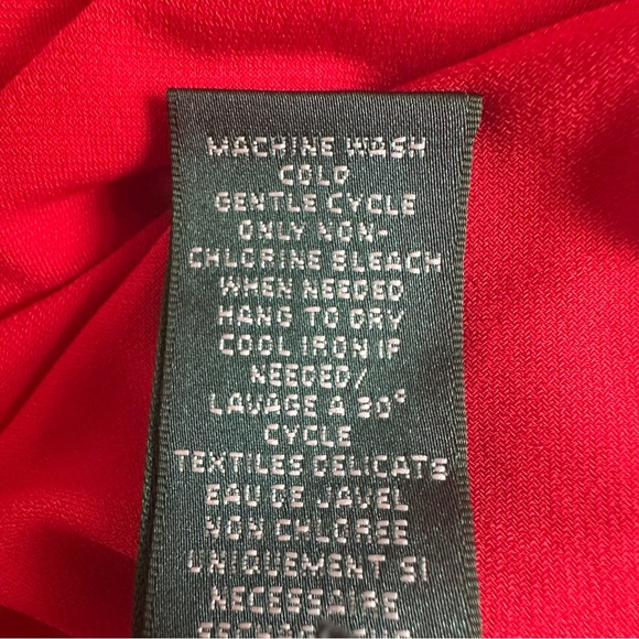 Lauren Ralph Lauren Adara Dress Red Size 6 Wrap Crepe Flowy V Neck Short Formal - Picture 9 of 10